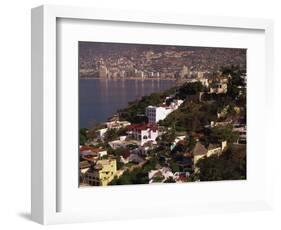 Cliffside Homes on Acapulco Bay, Mexico-Walter Bibikow-Framed Photographic Print