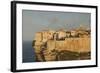 Cliffside Houses at Dawn, Bonifacio, Corsica, France-Walter Bibikow-Framed Photographic Print