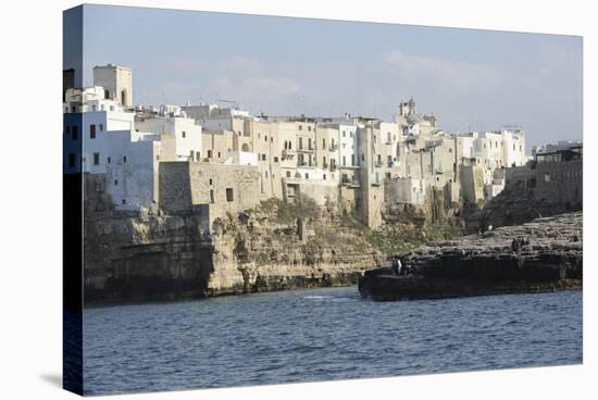 Clifftop Houses, Built onto Rocks, Forming the Harbour of Polignano a Mare-Stuart Forster-Stretched Canvas