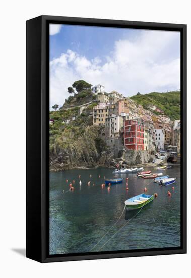 Clifftop Village of Riomaggiore, Cinque Terre, UNESCO World Heritage Site, Liguria, Italy, Europe-Gavin Hellier-Framed Stretched Canvas