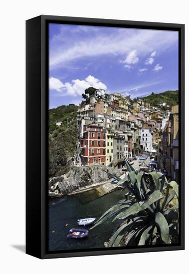 Clifftop Village of Riomaggiore, Cinque Terre, UNESCO World Heritage Site, Liguria, Italy, Europe-Gavin Hellier-Framed Stretched Canvas