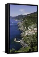 Clifftop Village of Riomaggiore, Cinque Terre, UNESCO World Heritage Site, Liguria, Italy, Europe-Gavin Hellier-Framed Stretched Canvas