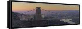 Clifton Suspension Bridge, Dawn, December-Tom Hughes-Framed Stretched Canvas