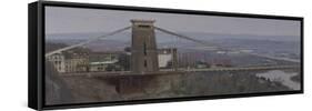 Clifton Suspension Bridge, Overcast, February-Tom Hughes-Framed Stretched Canvas