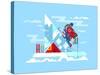 Climber Conquers the Summit. Mountain and Adventure, Climbing and Challenge, Brave and Courage, Ext-Kit8 net-Stretched Canvas