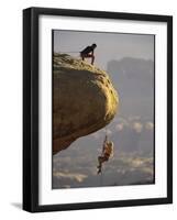 Climber Dangling-null-Framed Photographic Print