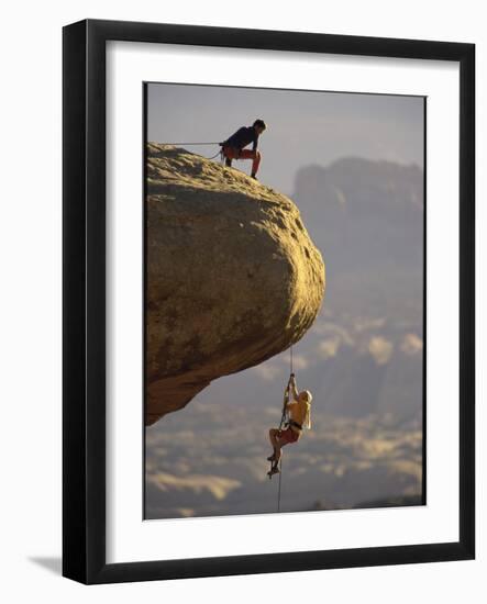 Climber Dangling-null-Framed Photographic Print