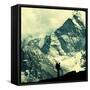 Climber in Himalayan Mountain,Ama Dablan,Nepal-Andrushko Galyna-Framed Stretched Canvas