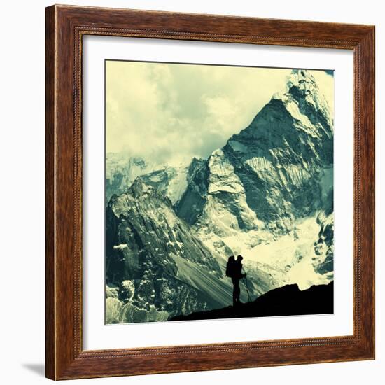 Climber in Himalayan Mountain,Ama Dablan,Nepal-Andrushko Galyna-Framed Photographic Print