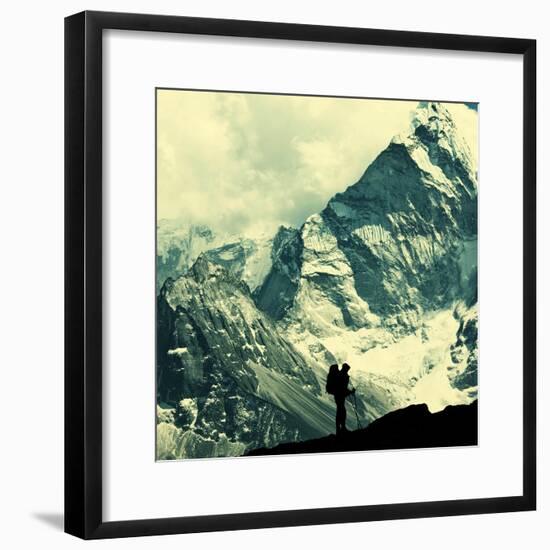 Climber in Himalayan Mountain,Ama Dablan,Nepal-Andrushko Galyna-Framed Photographic Print