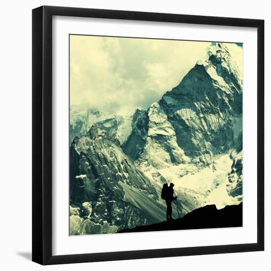 Climber in Himalayan Mountain,Ama Dablan,Nepal-Andrushko Galyna-Framed Photographic Print