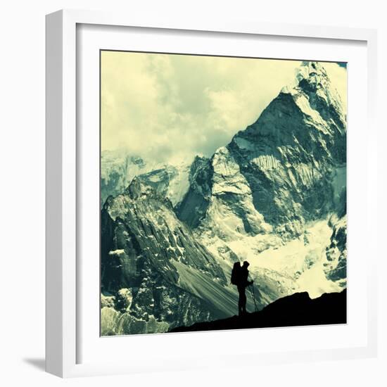 Climber in Himalayan Mountain,Ama Dablan,Nepal-Andrushko Galyna-Framed Photographic Print