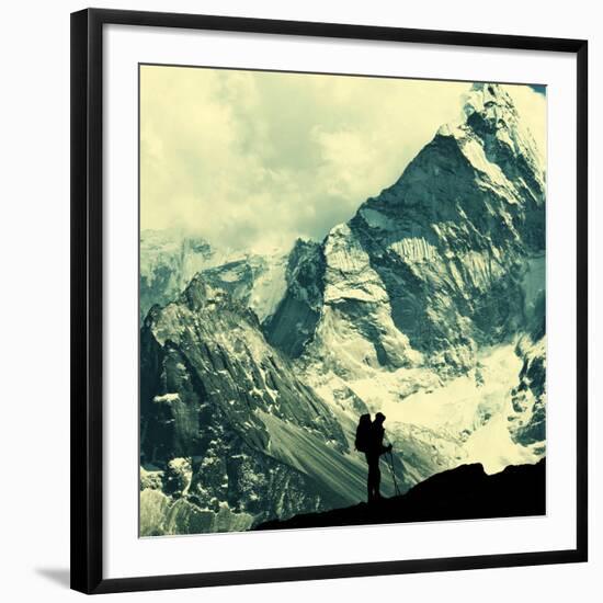 Climber in Himalayan Mountain,Ama Dablan,Nepal-Andrushko Galyna-Framed Photographic Print