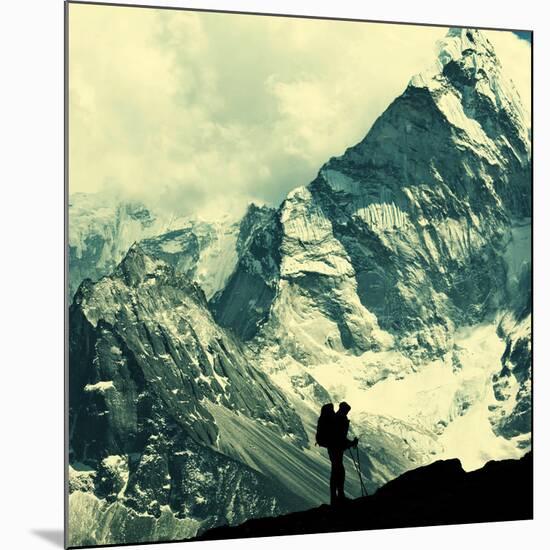 Climber in Himalayan Mountain,Ama Dablan,Nepal-Andrushko Galyna-Mounted Photographic Print