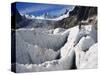 Climber, Mer De Glace Glacier, Mont Blanc Range, Chamonix, French Alps, France-Christian Kober-Stretched Canvas