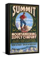 Climber Mountaineering - Vintage Sign-Lantern Press-Framed Stretched Canvas