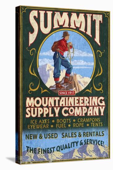 Climber Mountaineering - Vintage Sign-Lantern Press-Stretched Canvas