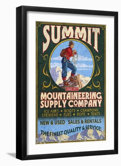 Climber Mountaineering - Vintage Sign-Lantern Press-Framed Art Print