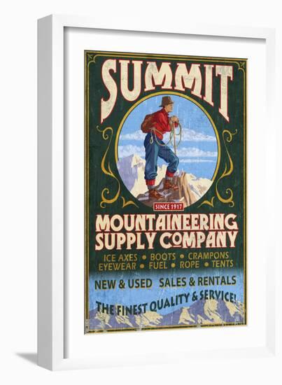 Climber Mountaineering - Vintage Sign-Lantern Press-Framed Art Print