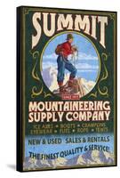 Climber Mountaineering - Vintage Sign-Lantern Press-Framed Stretched Canvas