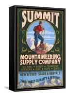 Climber Mountaineering - Vintage Sign-Lantern Press-Framed Stretched Canvas