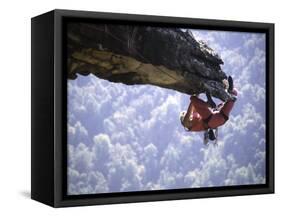 Climber on Edge of Rock, USA-Michael Brown-Framed Stretched Canvas