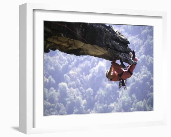 Climber on Edge of Rock, USA-Michael Brown-Framed Photographic Print