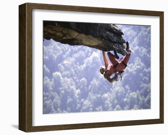 Climber on Edge of Rock, USA-Michael Brown-Framed Photographic Print