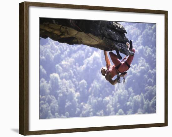 Climber on Edge of Rock, USA-Michael Brown-Framed Photographic Print