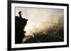 Climber on Kala Pattar Peak (5545M) with Buddhist Prayer Flags at Sunset, Nepal, Himalaya-Enrique Lopez-Tapia-Framed Photographic Print