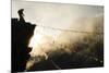 Climber on Kala Pattar Peak (5545M) with Buddhist Prayer Flags at Sunset, Nepal, Himalaya-Enrique Lopez-Tapia-Mounted Photographic Print