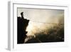 Climber on Kala Pattar Peak (5545M) with Buddhist Prayer Flags at Sunset, Nepal, Himalaya-Enrique Lopez-Tapia-Framed Photographic Print