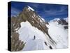 Climber on Snow Ridge, Aiguille De Bionnassay on the Route to Mont Blanc, French Alps, France-Christian Kober-Stretched Canvas