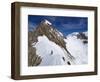 Climber on Snow Ridge, Aiguille De Bionnassay on the Route to Mont Blanc, French Alps, France-Christian Kober-Framed Photographic Print