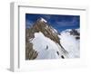 Climber on Snow Ridge, Aiguille De Bionnassay on the Route to Mont Blanc, French Alps, France-Christian Kober-Framed Photographic Print