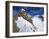 Climber on Snow Ridge, Aiguille De Bionnassay on the Route to Mont Blanc, French Alps, France-Christian Kober-Framed Photographic Print