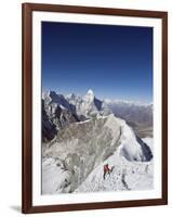 Climber on Summit Ridge of Island Peak, Solu Khumbu Everest Region, Sagarmatha National Park-Christian Kober-Framed Photographic Print