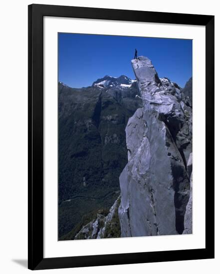 Climber on the Summit of a Rock Tower, Chile-Pablo Sandor-Framed Photographic Print