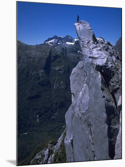Climber on the Summit of a Rock Tower, Chile-Pablo Sandor-Mounted Photographic Print