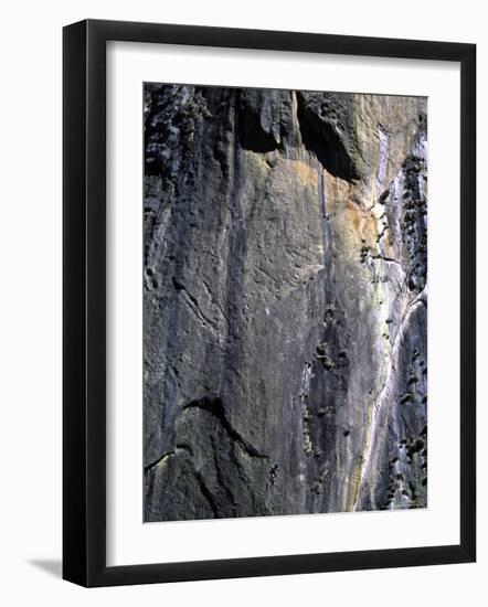 Climber Perched on Large Rock Wall, Madagascar-Michael Brown-Framed Photographic Print