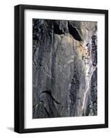 Climber Perched on Large Rock Wall, Madagascar-Michael Brown-Framed Photographic Print