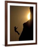 Climber Rapells at Sunset, Turnagain Arm, Alaska, USA-Paul Souders-Framed Photographic Print