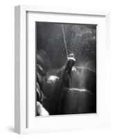 Climber Showered with Water in Cave, Mexico-Michael Brown-Framed Photographic Print