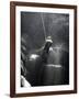 Climber Showered with Water in Cave, Mexico-Michael Brown-Framed Photographic Print