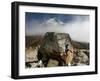 Climber Tackles a Difficult Boulder Problem on the Glacial Moraine at Tangnag-David Pickford-Framed Photographic Print