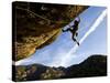 Climber Tackles Difficult Route on Overhang at the Cliffs of Margalef, Catalunya-David Pickford-Stretched Canvas