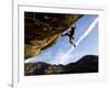 Climber Tackles Difficult Route on Overhang at the Cliffs of Margalef, Catalunya-David Pickford-Framed Premium Photographic Print