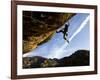 Climber Tackles Difficult Route on Overhang at the Cliffs of Margalef, Catalunya-David Pickford-Framed Photographic Print