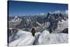 Climbers approaching the Tunnel to the Aiguile du Midi, 3842m, Graian Alps, Chamonix, Haute Savoie,-James Emmerson-Stretched Canvas