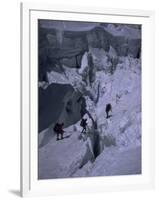 Climbers Crossing Ladder on Everest, Nepal-Michael Brown-Framed Premium Photographic Print